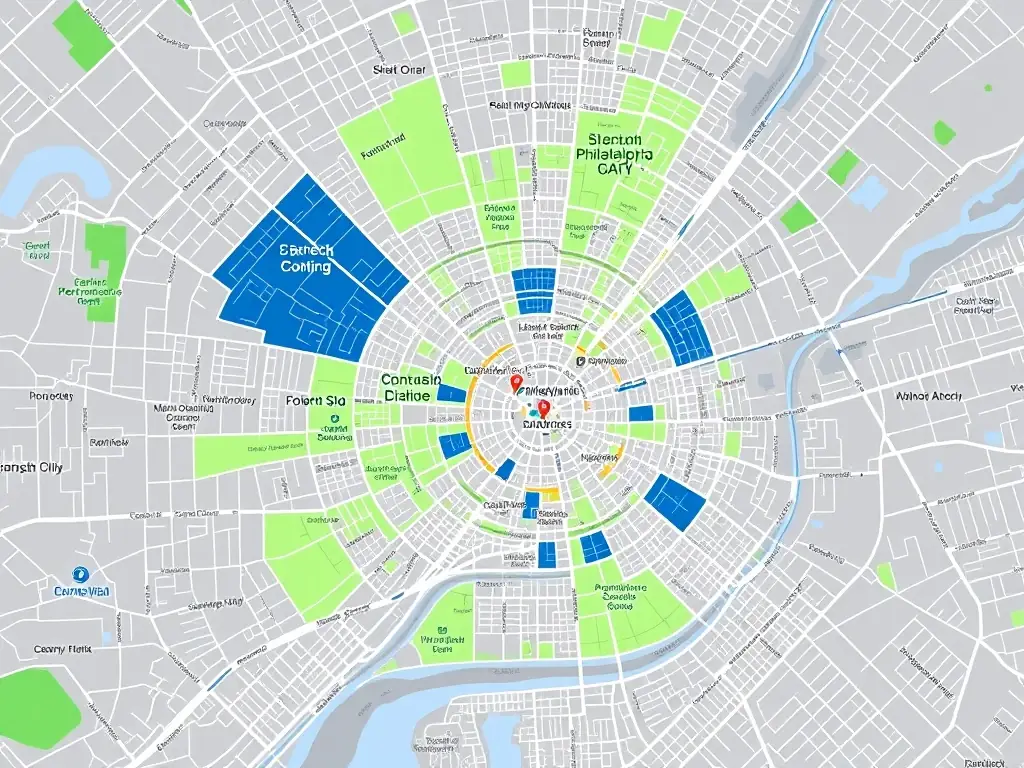 A map of Philadelphia, Pennsylvania, highlighting the areas served by PHB Recycling.