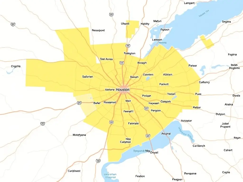 A map of Houston, Texas, highlighting the areas served by PHB Recycling.